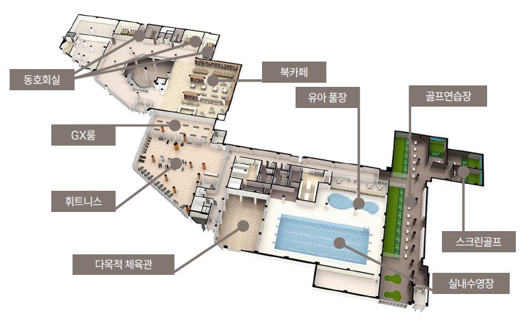 일상 속 럭셔리함과 섬세한 배려가 담긴 커뮤니티 시설 배치도